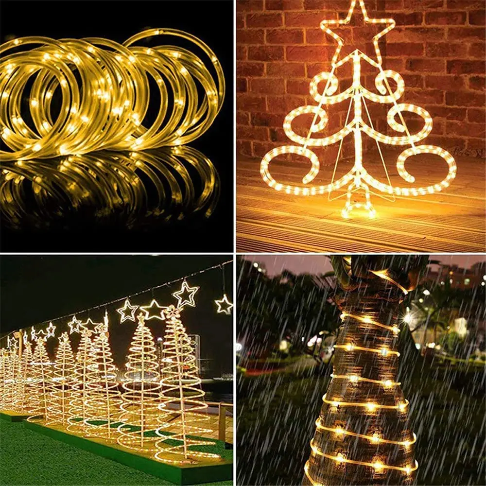 Christmas Decorations Tube Fairy Lights For Home 2026 Festoon Led Tube Rope String Light Plug-Operated 10/20/30/40M New Year