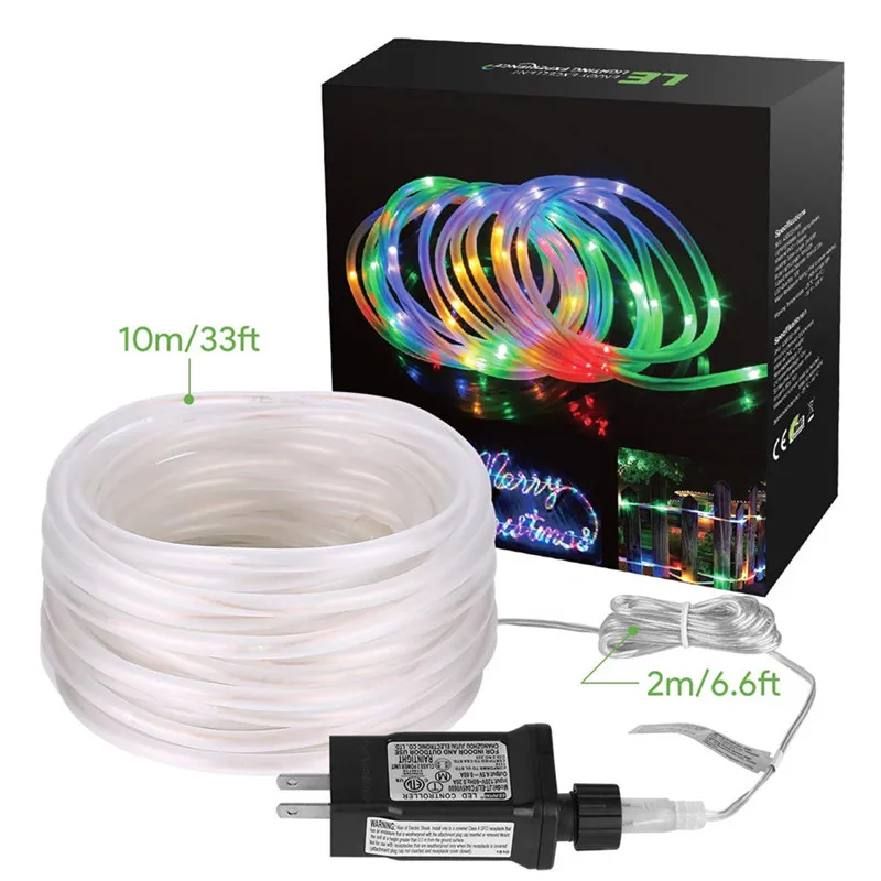 Christmas Decorations Tube Fairy Lights For Home 2026 Festoon Led Tube Rope String Light Plug-Operated 10/20/30/40M New Year