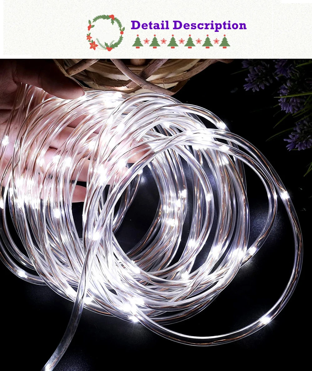 Christmas Decorations Tube Fairy Lights For Home 2026 Festoon Led Tube Rope String Light Plug-Operated 10/20/30/40M New Year