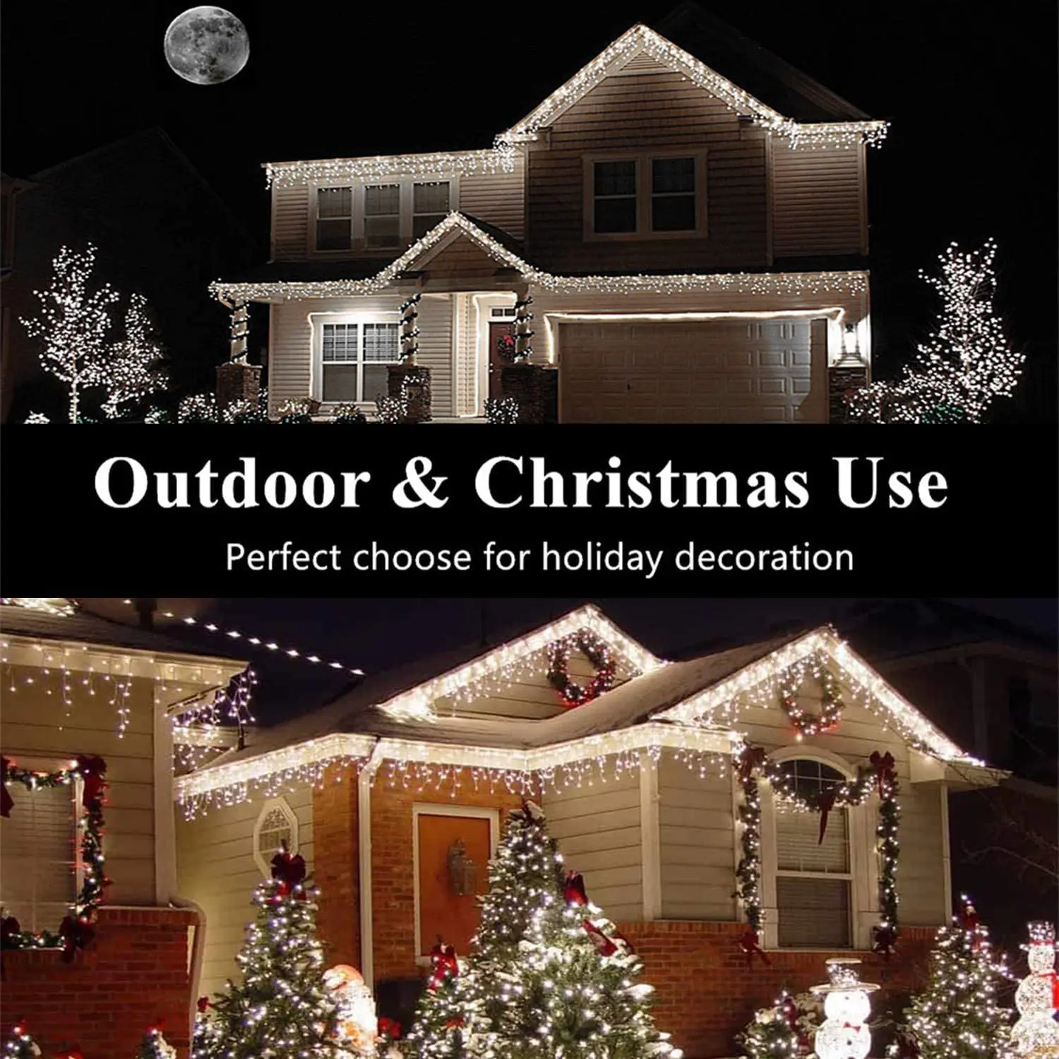 Christmas Decorations 2025 Icicle Lights Outdoor Waterproof New Year 2026 Led Curtain Garland Droop 0.5/0.6/0.7m