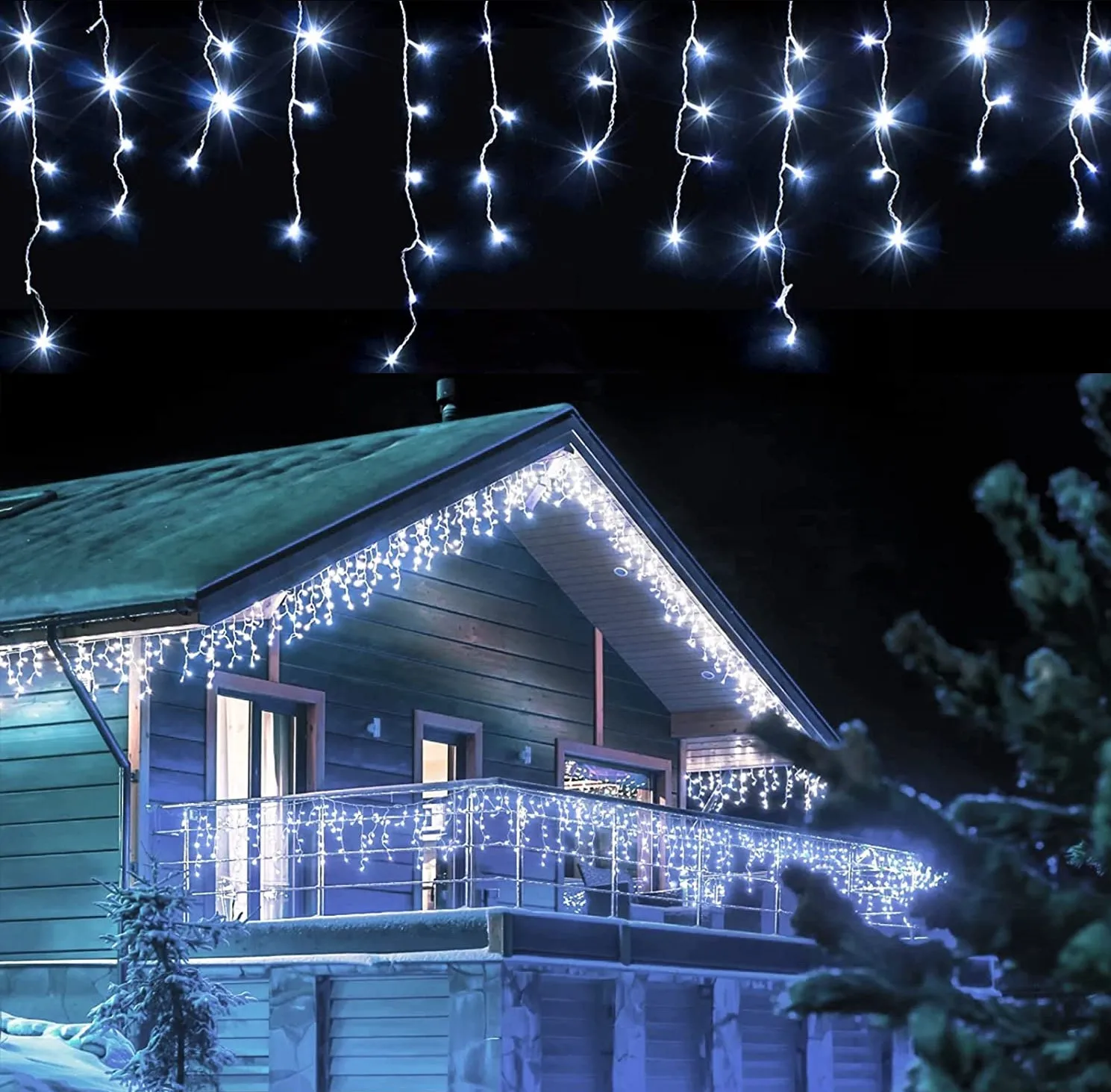 Christmas Decorations 2025 Icicle Lights Outdoor Waterproof New Year 2026 Led Curtain Garland Droop 0.5/0.6/0.7m