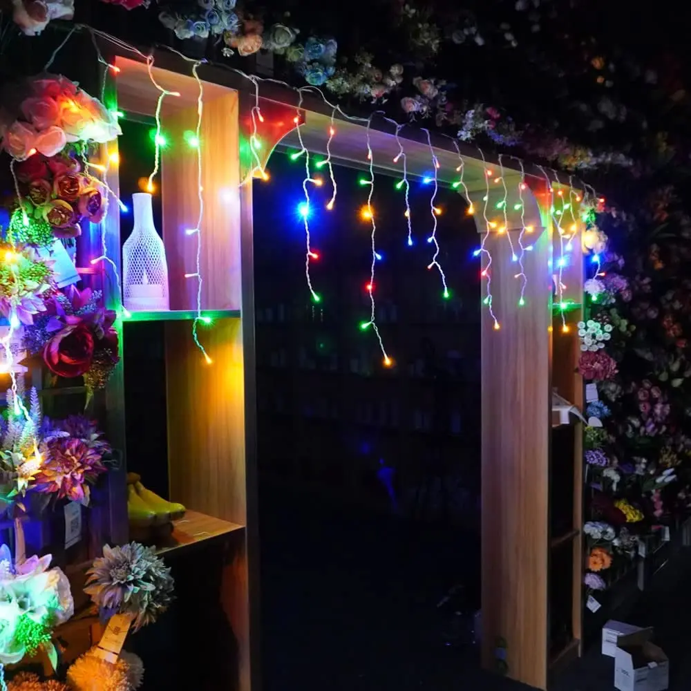Christmas Decorations 2025 Icicle Lights Outdoor Waterproof New Year 2026 Led Curtain Garland Droop 0.5/0.6/0.7m