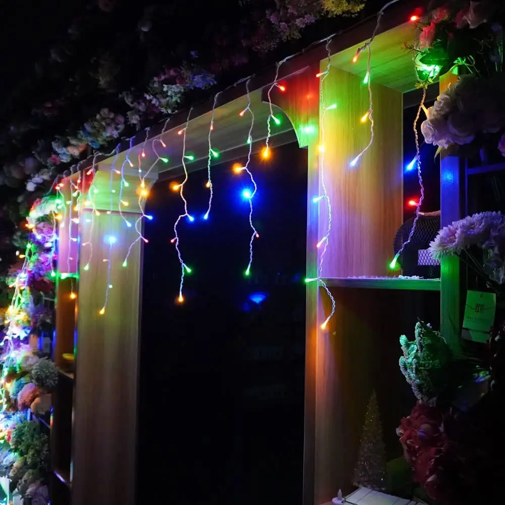 Christmas Decorations 2025 Icicle Lights Outdoor Waterproof New Year 2026 Led Curtain Garland Droop 0.5/0.6/0.7m
