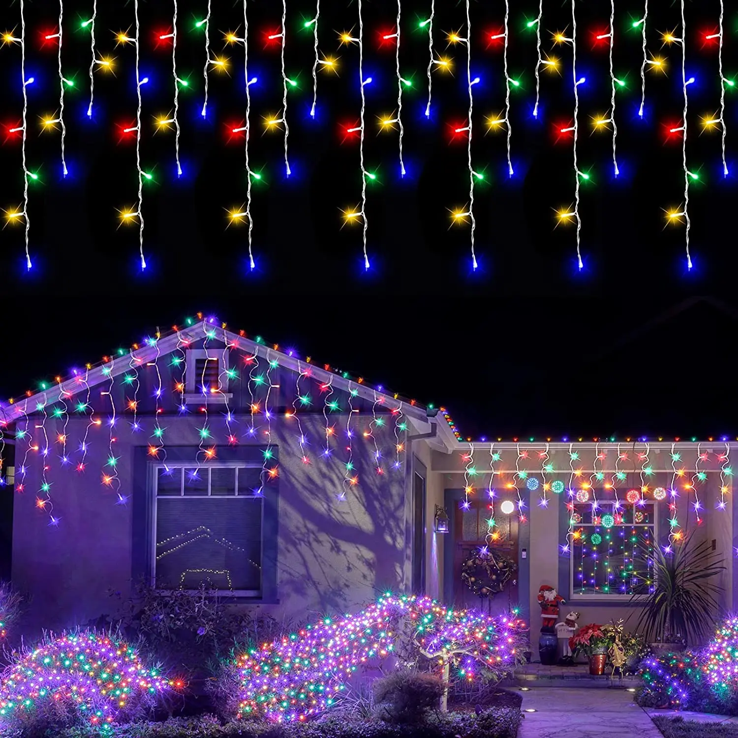 Christmas Decorations 2025 Icicle Lights Outdoor Waterproof New Year 2026 Led Curtain Garland Droop 0.5/0.6/0.7m