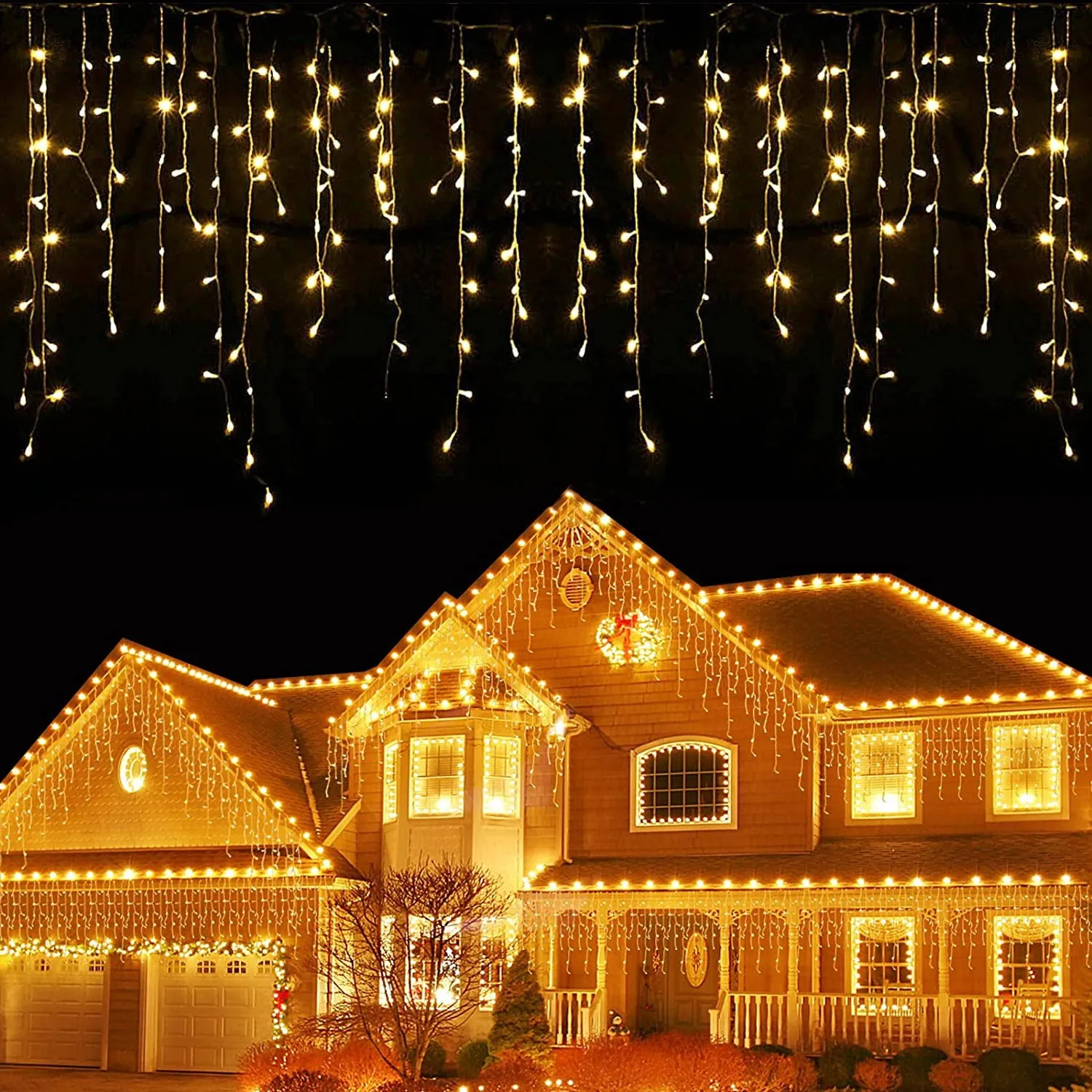 Christmas Decorations 2025 Icicle Lights Outdoor Waterproof New Year 2026 Led Curtain Garland Droop 0.5/0.6/0.7m
