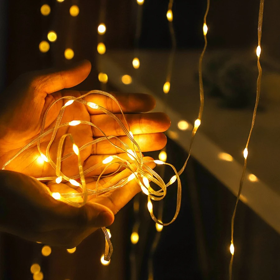 2M/3M Curtain Lights Christmas Garland USB Fairy Light String LED Outdoor For Christmas New Year Garden Party Wedding Decoration