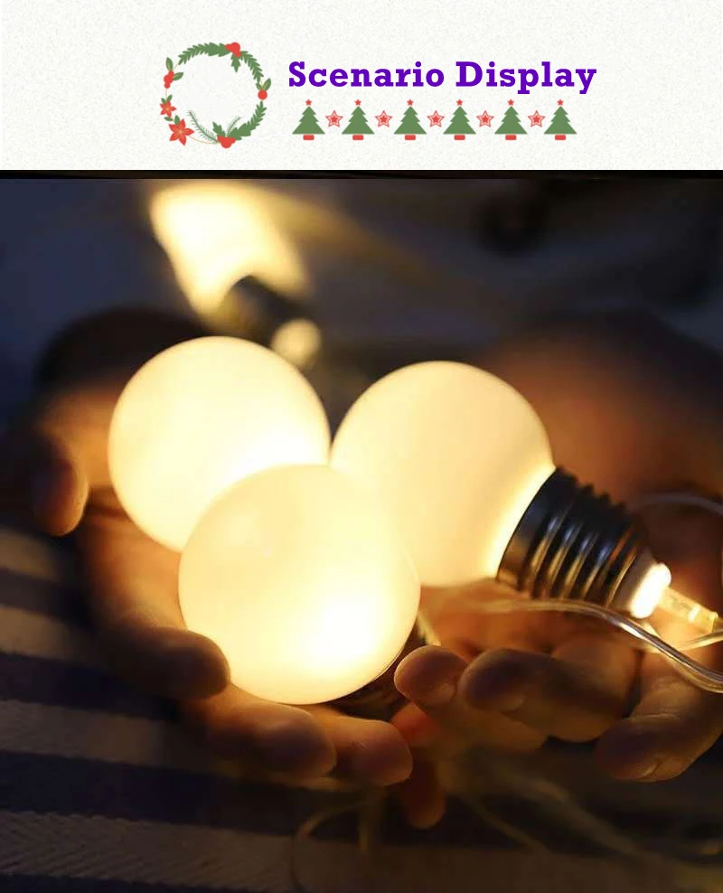 LED Christmas Fairy Big Bulb Ball Garland Holiday String Light 3/6M Battery Powered Decoration Garden Wedding Valentine Party