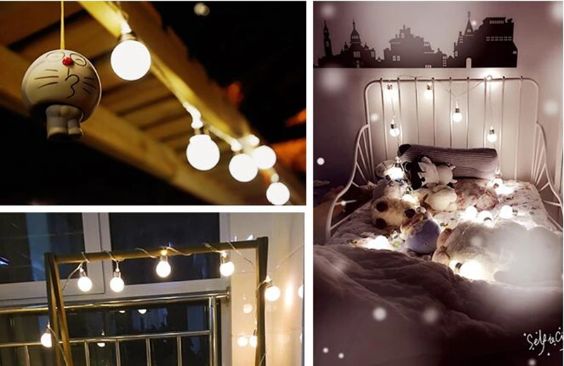 LED Christmas Fairy Big Bulb Ball Garland Holiday String Light 3/6M Battery Powered Decoration Garden Wedding Valentine Party