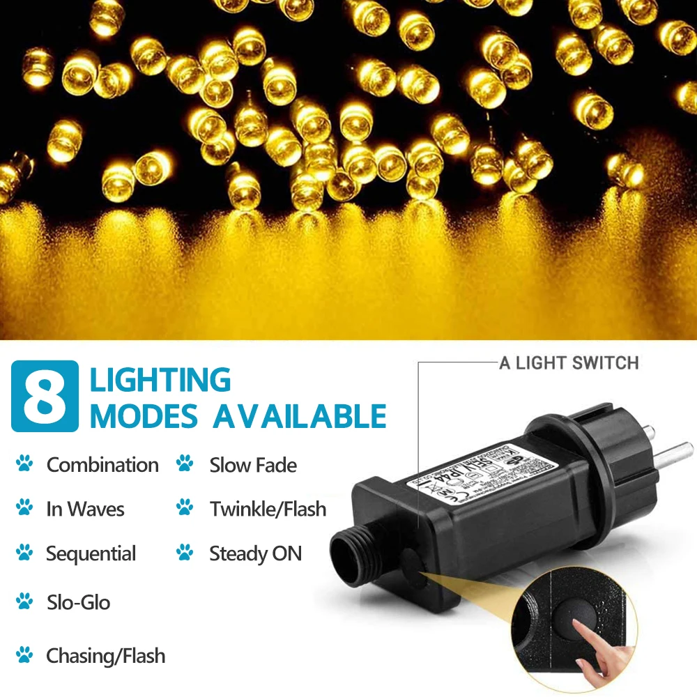 50M 500LED Fairy String Lights IP65 Waterproof Outdoor Connectable Christmas Decoration for Home Party Wedding Garden