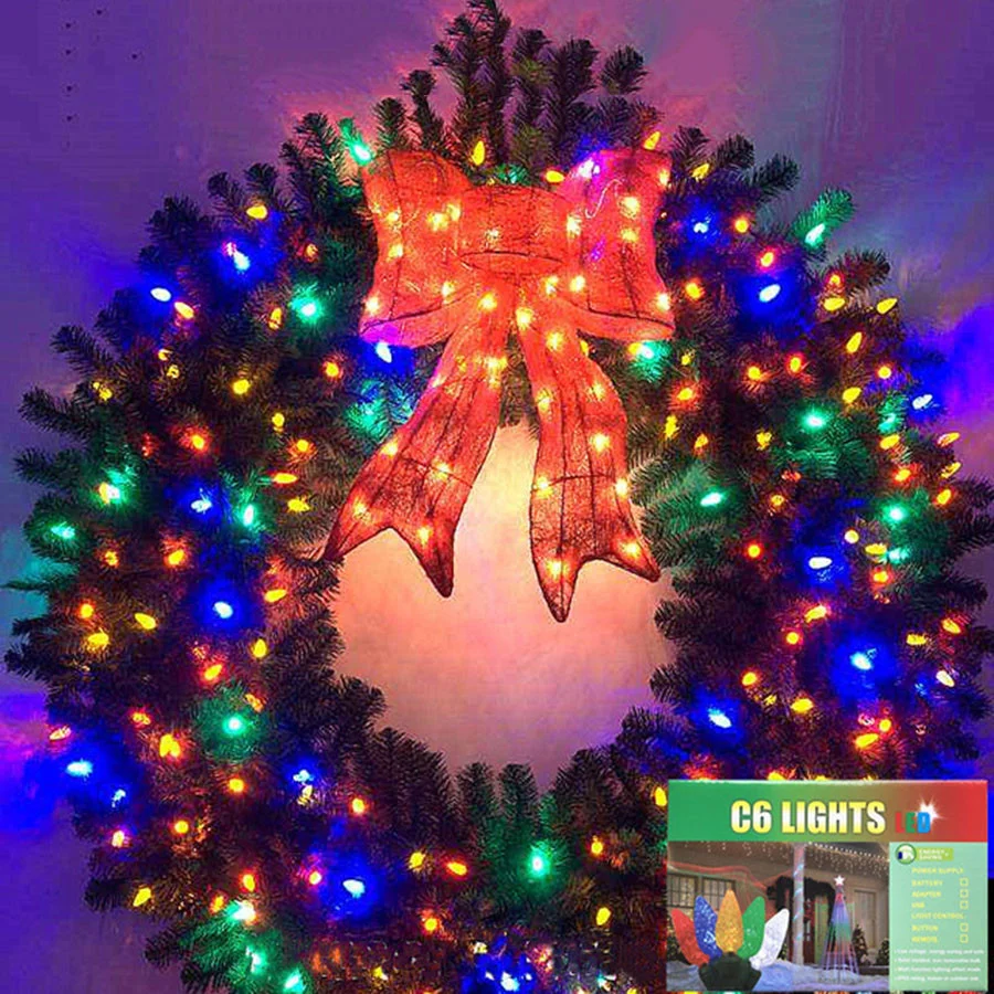 TIRVOSE Christmas Fairy Lights Outdoor 50/100 LED C6 Strawberry String Lights for Xmas Tree Garden Party Wedding New Year Decor