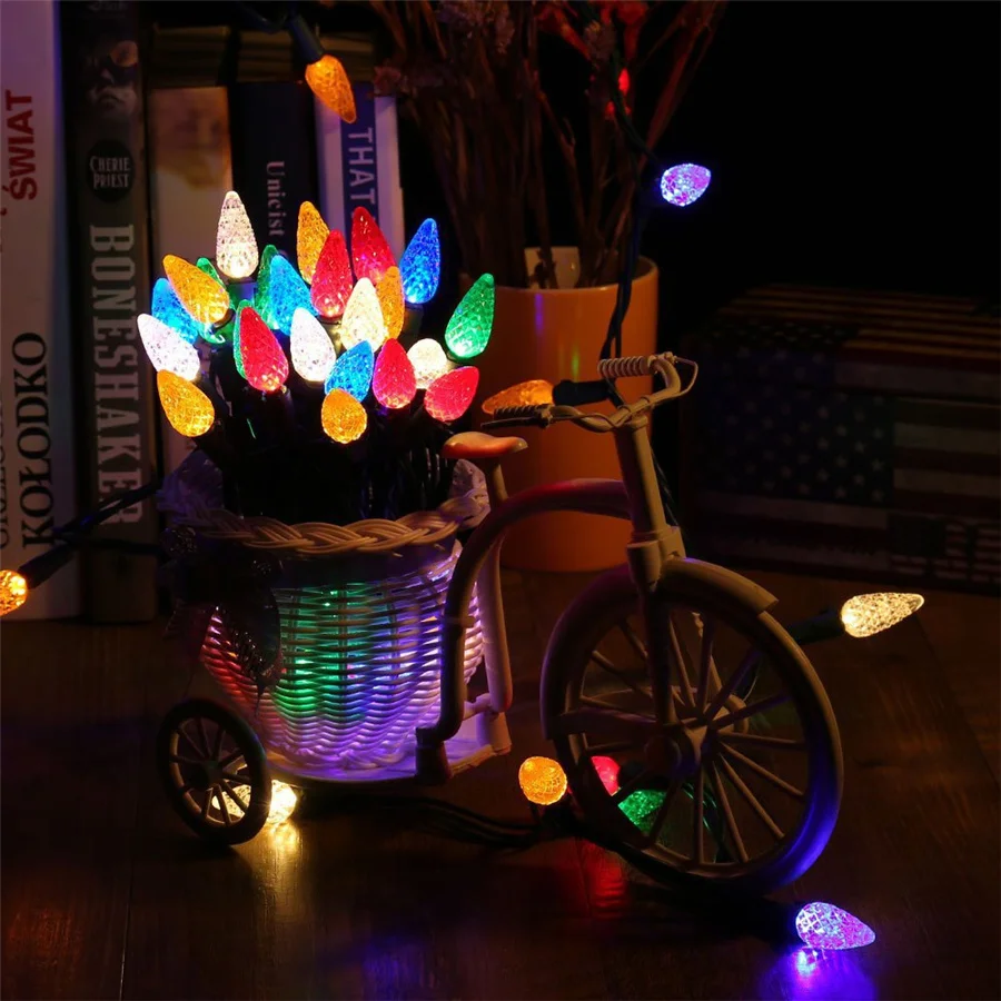 TIRVOSE Christmas Fairy Lights Outdoor 50/100 LED C6 Strawberry String Lights for Xmas Tree Garden Party Wedding New Year Decor