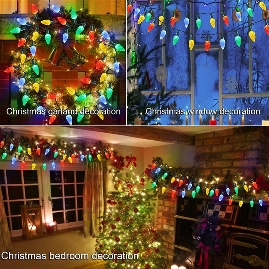 New Waterproof 5M 10M LED C6 Strawberry Fairy Lights Outdoor 8 Modes Christmas Garland String Light for Party Garden Patio Decor