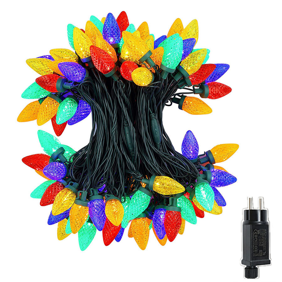 New Waterproof 5M 10M LED C6 Strawberry Fairy Lights Outdoor 8 Modes Christmas Garland String Light for Party Garden Patio Decor
