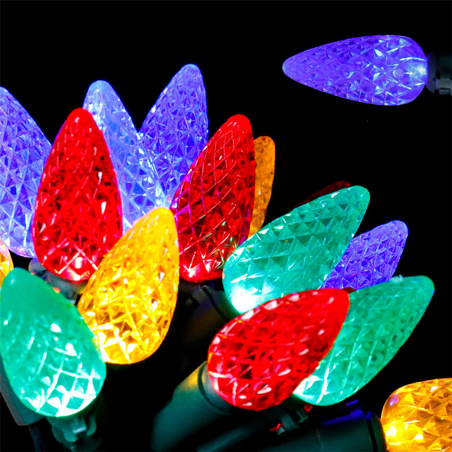 New Waterproof 5M 10M LED C6 Strawberry Fairy Lights Outdoor 8 Modes Christmas Garland String Light for Party Garden Patio Decor