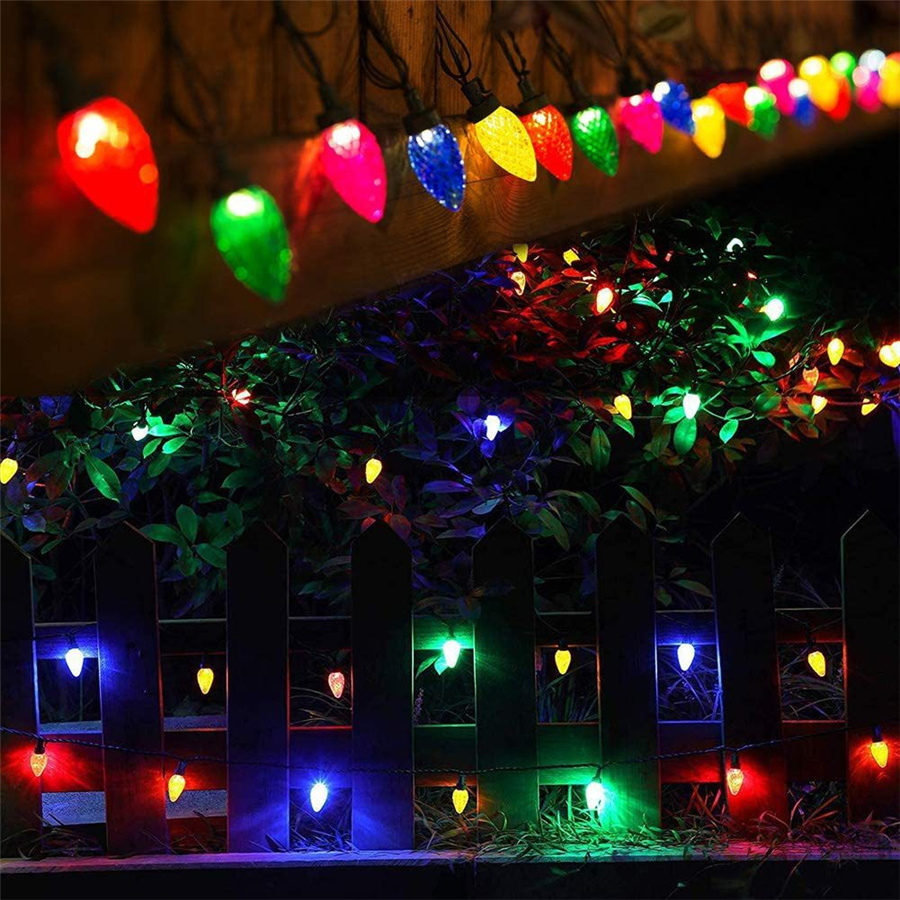 New Waterproof 5M 10M LED C6 Strawberry Fairy Lights Outdoor 8 Modes Christmas Garland String Light for Party Garden Patio Decor