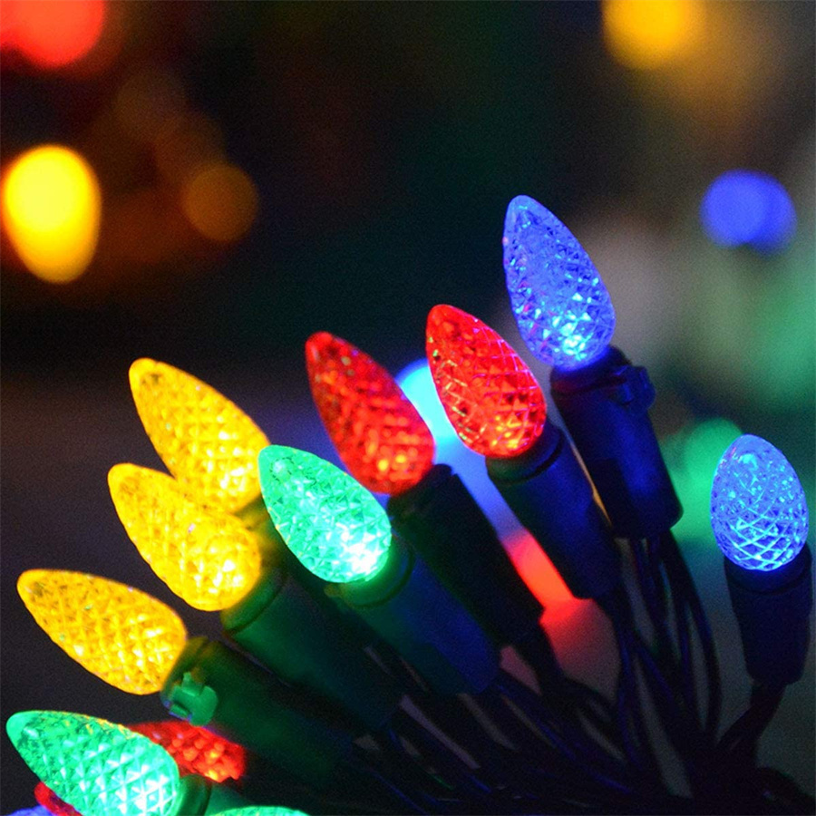 New Waterproof 5M 10M LED C6 Strawberry Fairy Lights Outdoor 8 Modes Christmas Garland String Light for Party Garden Patio Decor