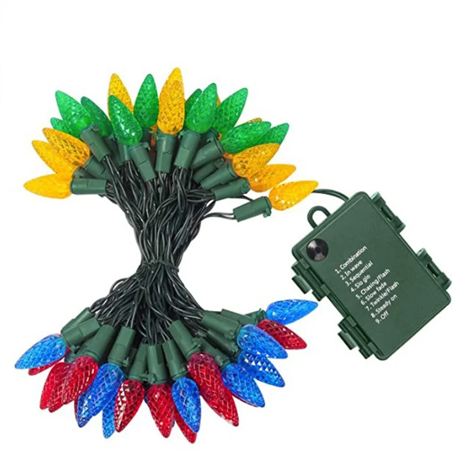 PAMNNY C6 Christmas Lights Outdoor 50/100 LED Strawberry Fairy String Lights for Xmas Tree Garden Party Wedding New Year Decor