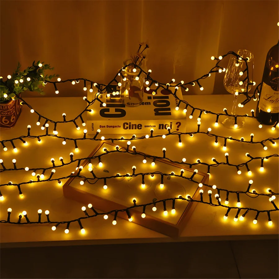 10M 500LED Round Ball Christmas Garland Fairy Lights Waterproof 8 Modes Garden Firecracker String Light for Party New Year Decor