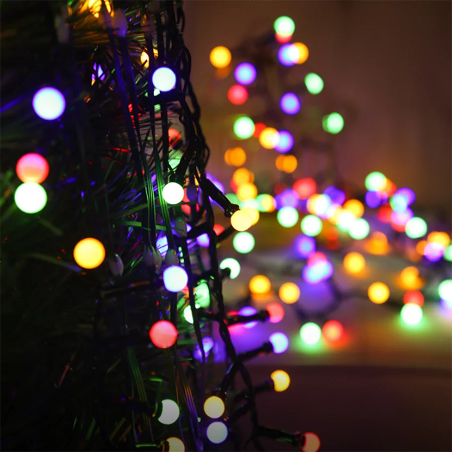 10M 500LED Round Ball Christmas Garland Fairy Lights Waterproof 8 Modes Garden Firecracker String Light for Party New Year Decor