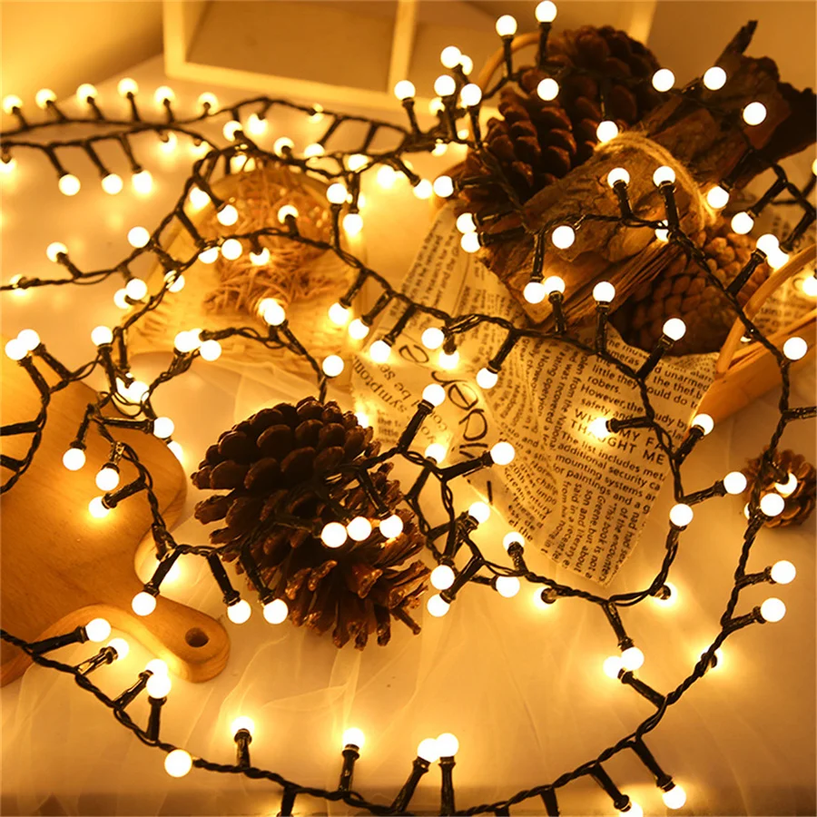 10M 500LED Round Ball Christmas Garland Fairy Lights Waterproof 8 Modes Garden Firecracker String Light for Party New Year Decor