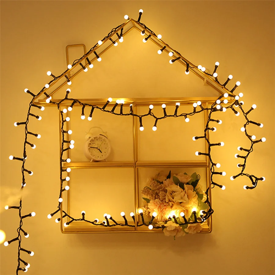 10M 500LED Round Ball Christmas Garland Fairy Lights Waterproof 8 Modes Garden Firecracker String Light for Party New Year Decor
