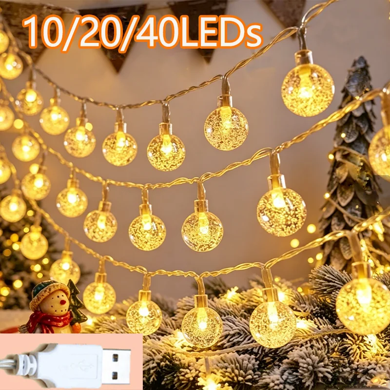 1.5M/3M/6M USB Bubble Ball LED String Lights Garland Lights Waterproof Outdoor Lamp Wedding Garden Fairy Lights Christmas Decor
