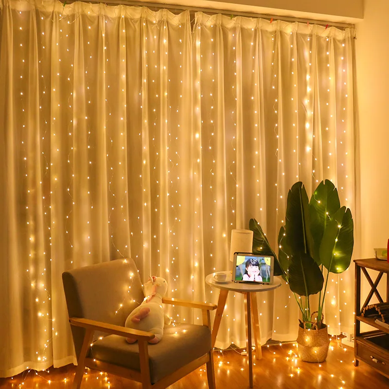 LED Curtain Garland Fairy Lights with 8 Modes for New Year Christmas Party Wedding Decoration