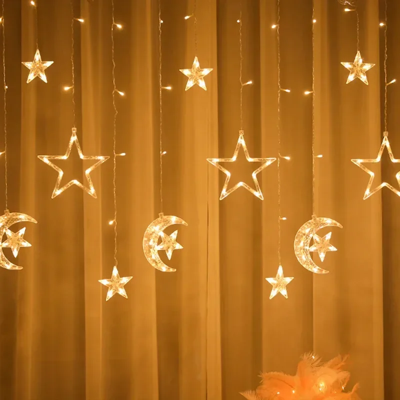 LED Curtain Fairy String Lights Bedroom Living Garden EU Plug Waterproof Light For Wedding Party Christmas New Year Decoration