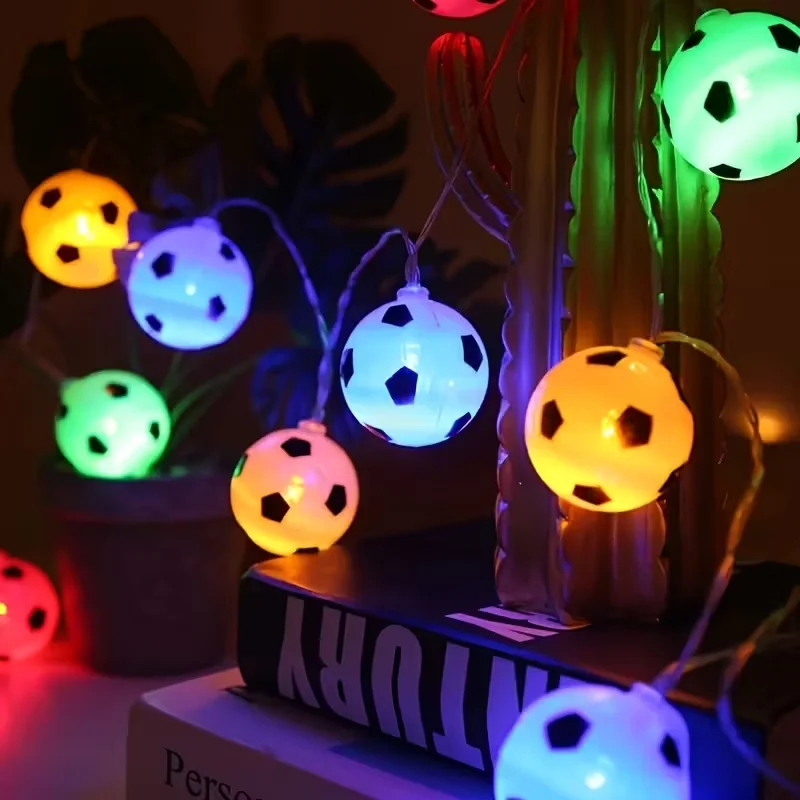 1pc 10/20LED Soccer Ball String Lights Football Fairy Lamp for Bedroom Home Wedding Garden Worldcup Decor
