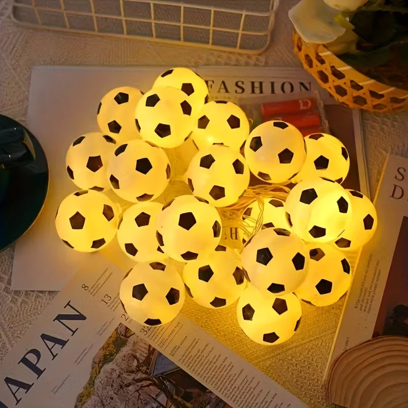 1pc 10/20LED Soccer Ball String Lights Football Fairy Lamp for Bedroom Home Wedding Garden Worldcup Decor
