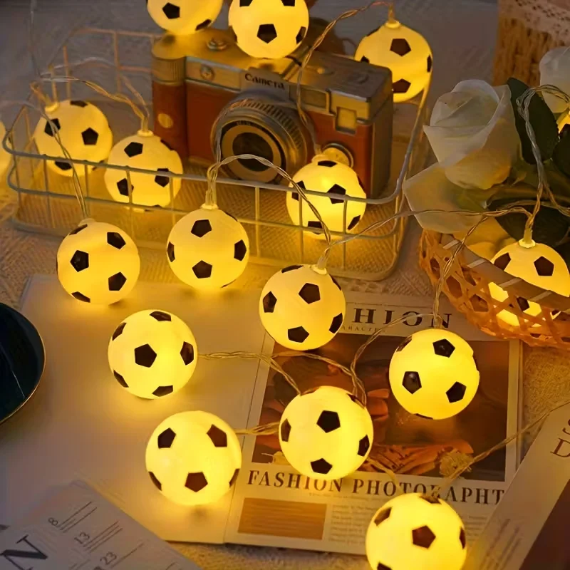 1pc 10/20LED Soccer Ball String Lights Football Fairy Lamp for Bedroom Home Wedding Garden Worldcup Decor