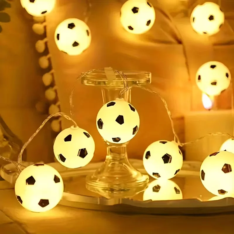 1pc 10/20LED Soccer Ball String Lights Football Fairy Lamp for Bedroom Home Wedding Garden Worldcup Decor