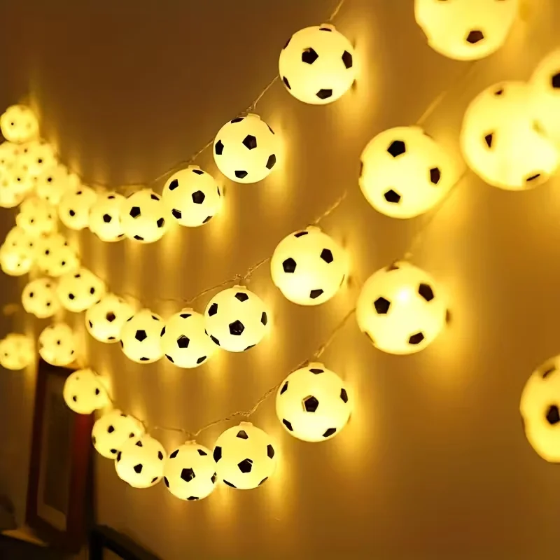 1pc 10/20LED Soccer Ball String Lights Football Fairy Lamp for Bedroom Home Wedding Garden Worldcup Decor