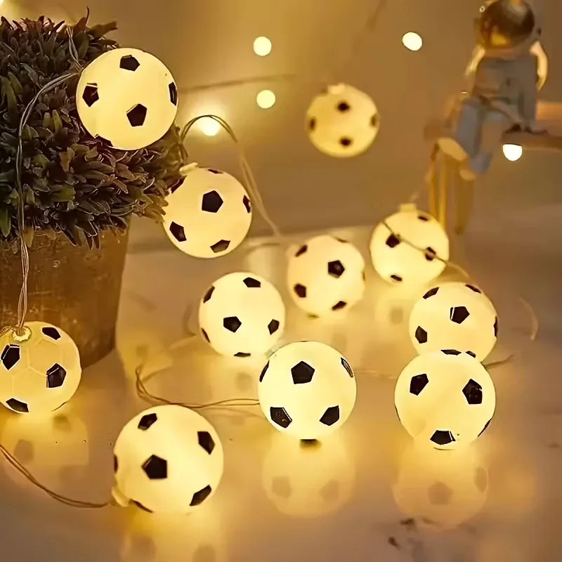 1pc 10/20LED Soccer Ball String Lights Football Fairy Lamp for Bedroom Home Wedding Garden Worldcup Decor