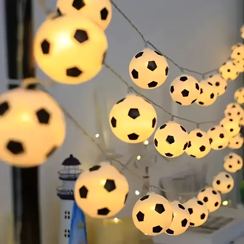 1pc 10/20LED Soccer Ball String Lights Football Fairy Lamp for Bedroom Home Wedding Garden Worldcup Decor