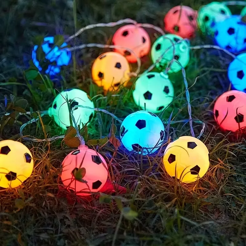 1pc 10/20LED Soccer Ball String Lights Football Fairy Lamp for Bedroom Home Wedding Garden Worldcup Decor