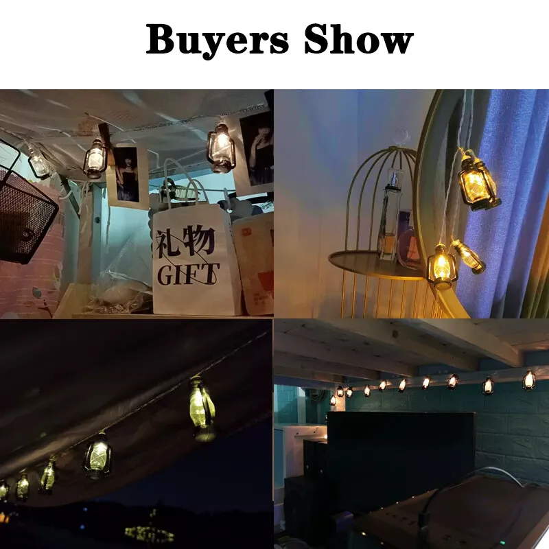 Vintage Kerosene Bottle Fairy Lamp Retro House Lantern String Lights Outdoor Garden Bar Light
