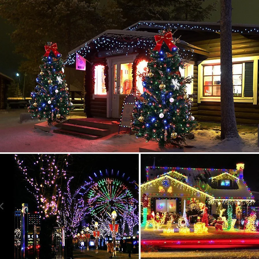 10/20/30/50M LED Christmas Tree Fairy Lights Outdoor Waterproof Garden String Lights for Party Wedding Garland Backyard Decor