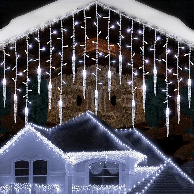 Street Garland Winter Festoon Led Light Curtain Icicle Garlands for New Year Droop 0.3M 0.4M 0.5M for Christmas Decorations 2025