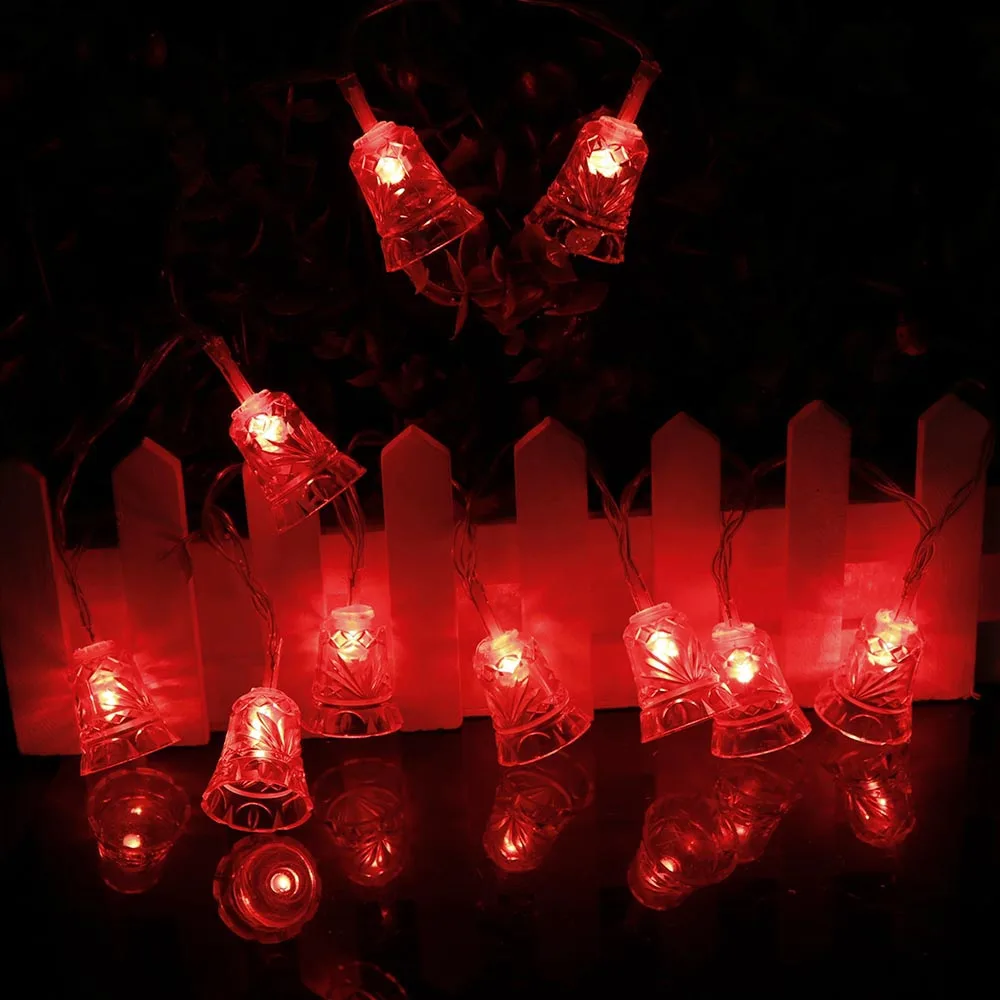 Led Christmas Lights Mini Bells Garland 1.5m 3m 6m Fairy String Lights Battery Operated Christmas Party Tree Decoration For Home