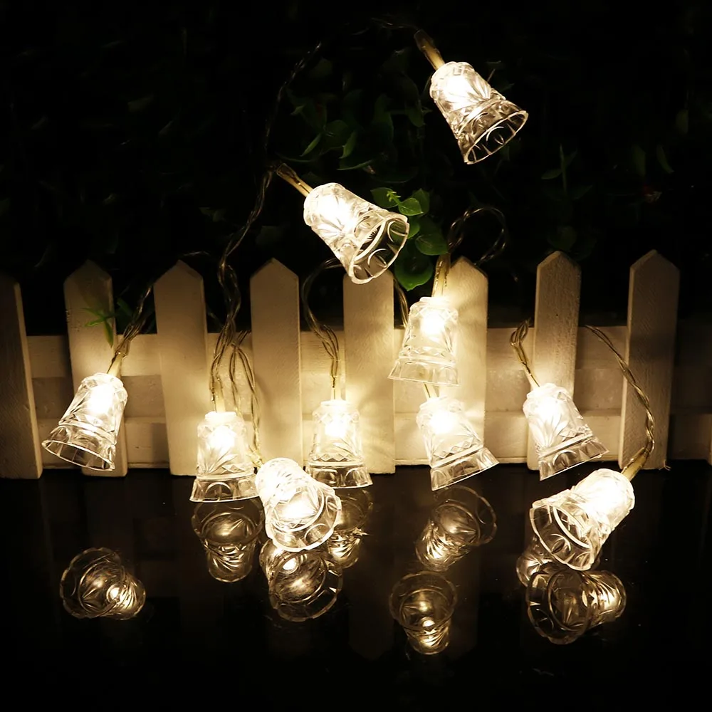 Led Christmas Lights Mini Bells Garland 1.5m 3m 6m Fairy String Lights Battery Operated Christmas Party Tree Decoration For Home