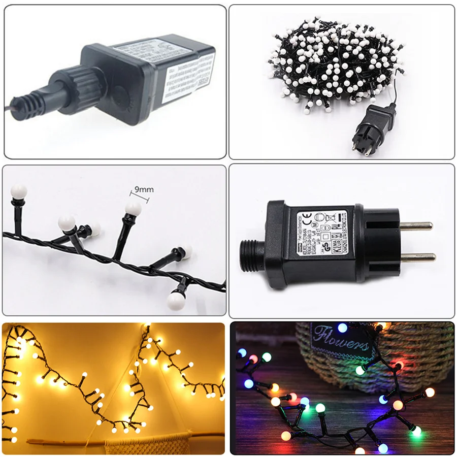 Tirvose 350/500LEDs Fairy Lights 8 Modes Christmas Round Ball Garland String Light for Home Garden Party Courtyard Decorations