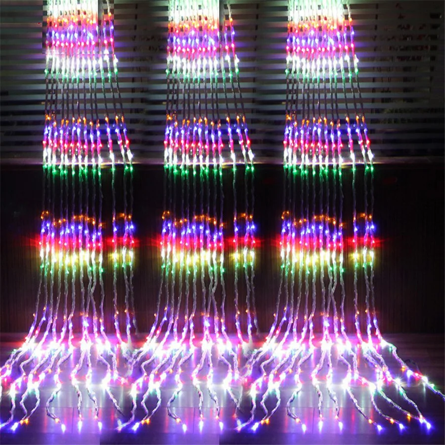 Waterfall Icicle Curtain Lights 3X2/3X3M Outdoor Led Christmas Fairy String Lights Meteor Shower Wedding Garland Background Lamp