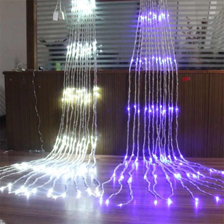 Waterfall Icicle Curtain Lights 3X2/3X3M Outdoor Led Christmas Fairy String Lights Meteor Shower Wedding Garland Background Lamp