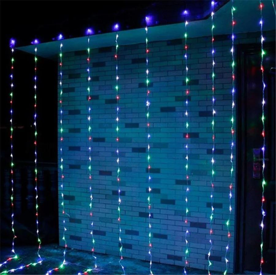 Waterfall Icicle Curtain Lights 3X2/3X3M Outdoor Led Christmas Fairy String Lights Meteor Shower Wedding Garland Background Lamp