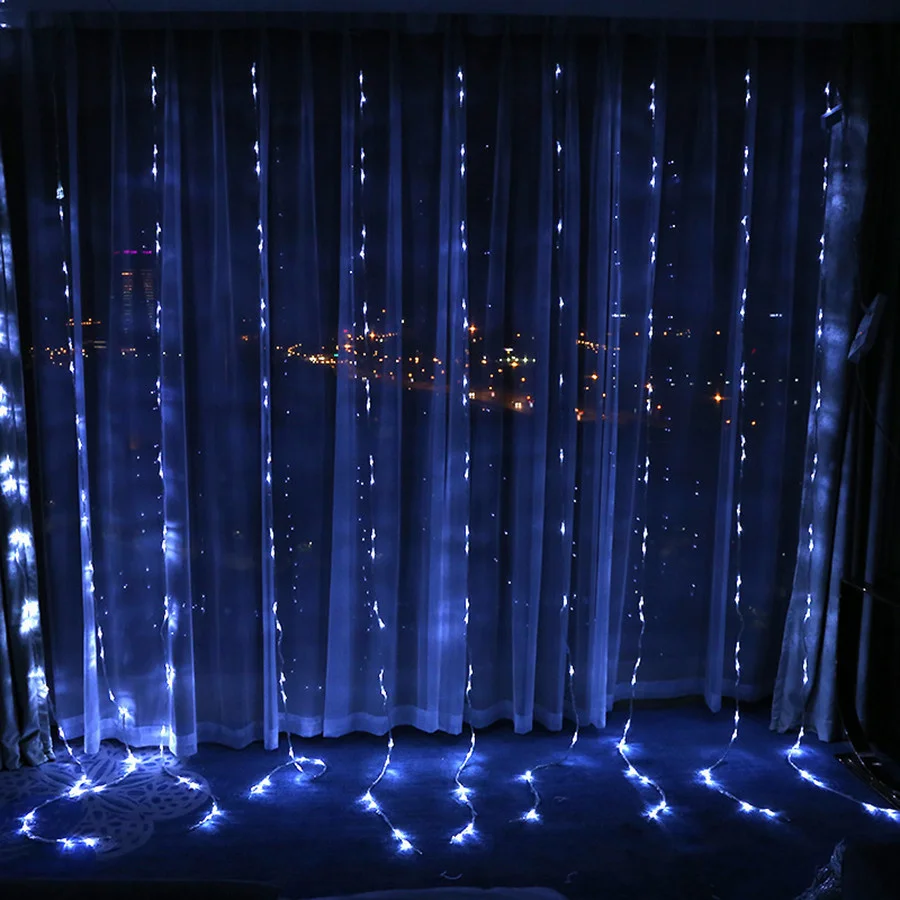 Waterfall Icicle Curtain Lights 3X2/3X3M Outdoor Led Christmas Fairy String Lights Meteor Shower Wedding Garland Background Lamp