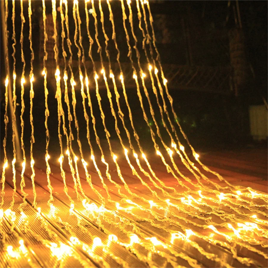 Waterfall Icicle Curtain Lights 3X2/3X3M Outdoor Led Christmas Fairy String Lights Meteor Shower Wedding Garland Background Lamp