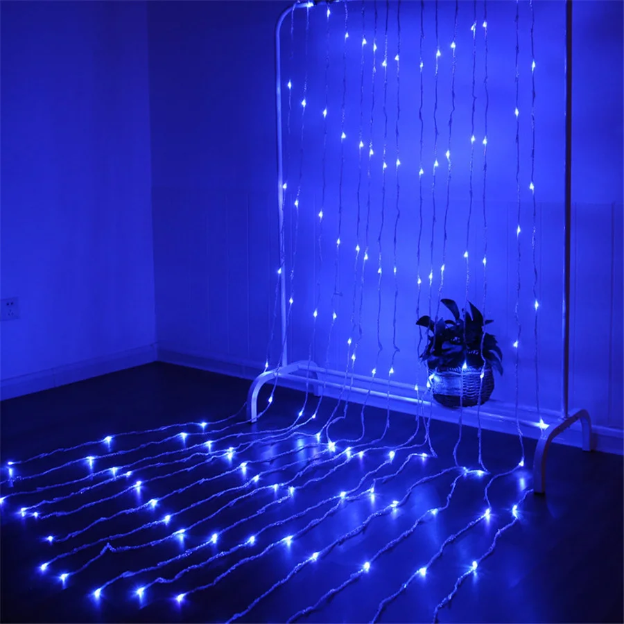 Waterfall Icicle Curtain Lights 3X2/3X3M Outdoor Led Christmas Fairy String Lights Meteor Shower Wedding Garland Background Lamp