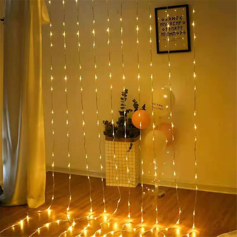 Waterfall Icicle Curtain Lights 3X2/3X3M Outdoor Led Christmas Fairy String Lights Meteor Shower Wedding Garland Background Lamp