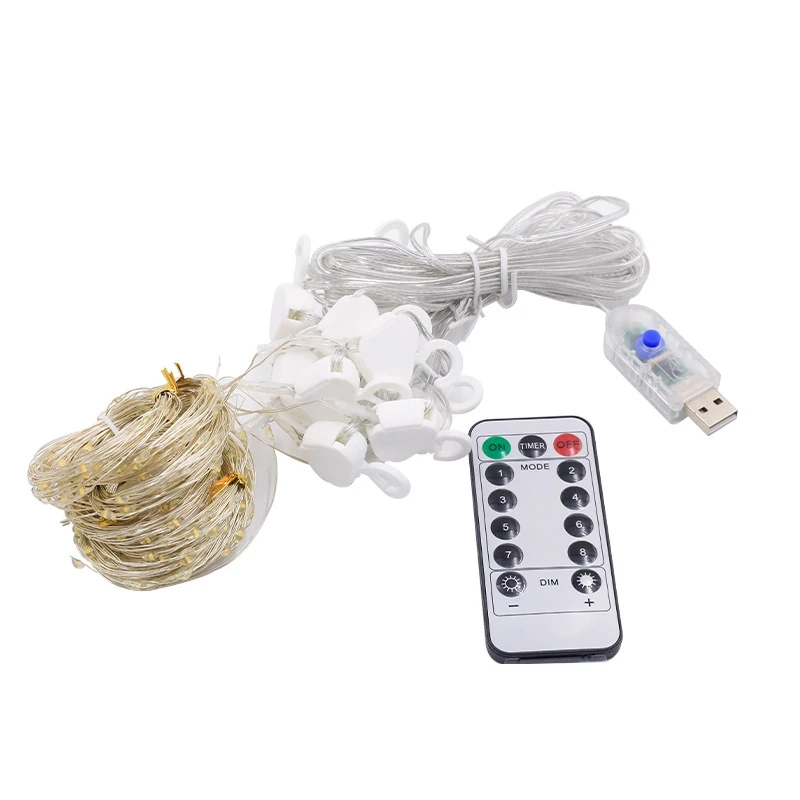 LED Curtain Lights Warm Fairy String Lights Festival USB Lighting Rainbow Window Lamp Home Bedroom Wedding Christmas Decoration